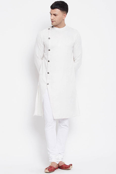 Buy Men's Rayon Solid Sherwani Kurta in White
