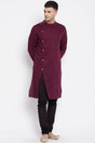 Buy Men's Pure Cotton Solid Sherwani Kurta in Maroon