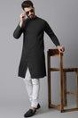 Buy Men's Green Cotton Solid Long Kurta Online - KARMAPLACE