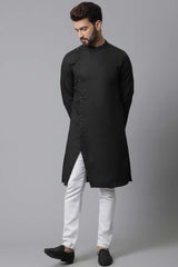 Buy Men's Green Cotton Solid Long Kurta Online - KARMAPLACE