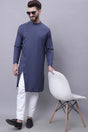 Buy Men's Grey Cotton Solid Long Kurta Top Online