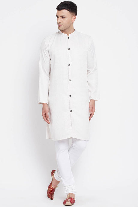 Buy Men's Rayon Solid Sherwani Kurta in White