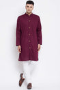 Buy Men's Pure Cotton Solid Sherwani Kurta in Maroon