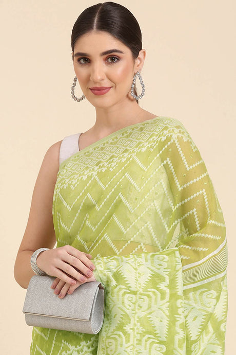 Green Silk blend Indian Saree