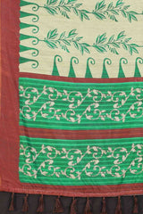 Beige Printed Cotton Blend Saree