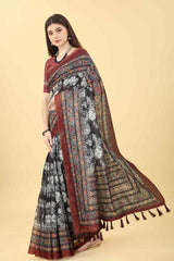 Multi Printed Cotton Blend Saree