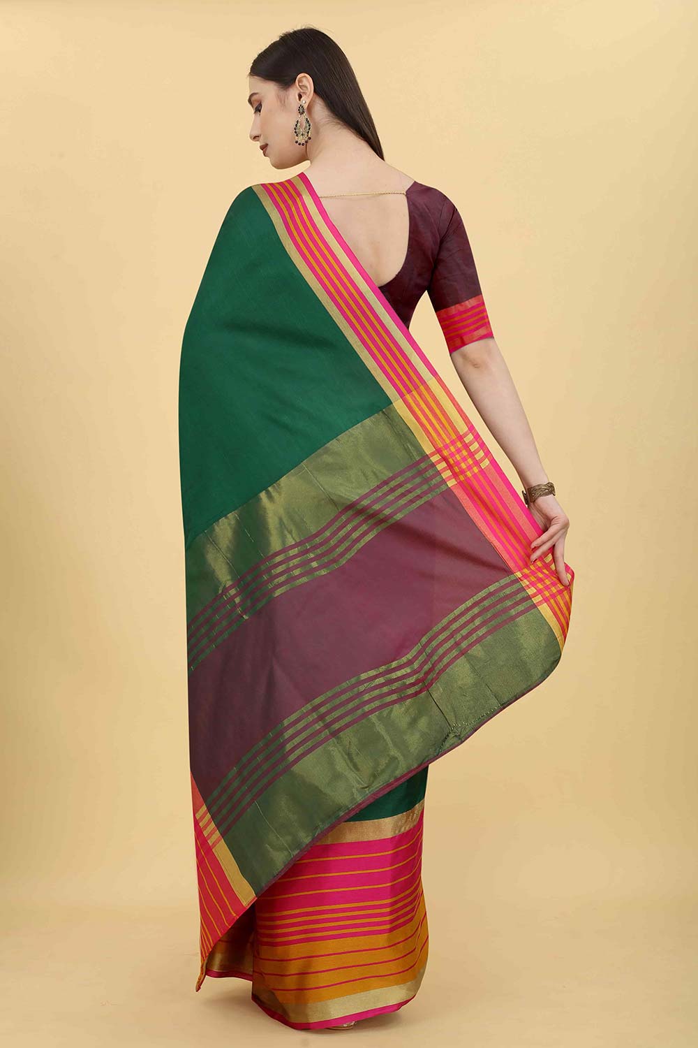 Multi Solid Art Silk Saree