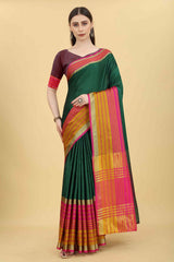 Multi Solid Art Silk Saree