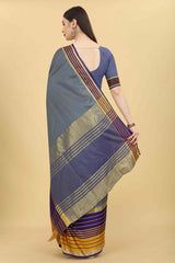 Grey Solid Art Silk Saree