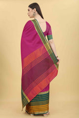 Pink Solid Art Silk Saree