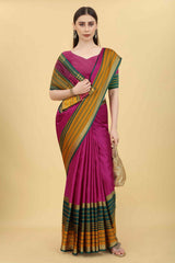 Pink Solid Art Silk Saree