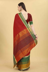 Red Solid Art Silk Saree