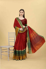 Red Solid Art Silk Saree