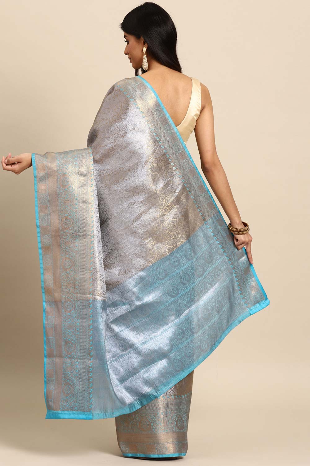 Blue Woven Tissue Saree