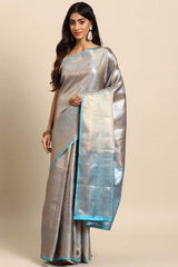 Blue Woven Tissue Saree