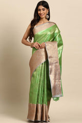 Green Woven Tissue Saree