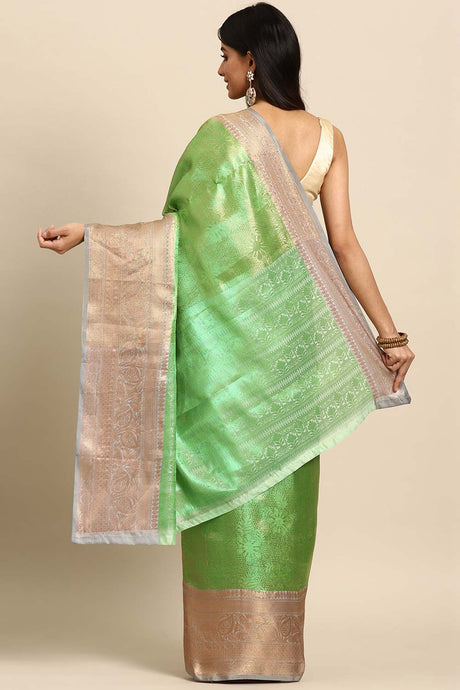 Green Woven Tissue Saree
