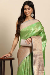 Green Woven Tissue Saree