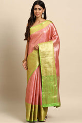 Pink Woven Tissue Saree