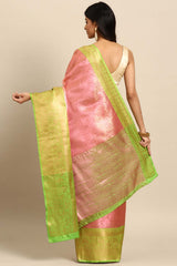 Pink Woven Tissue Saree