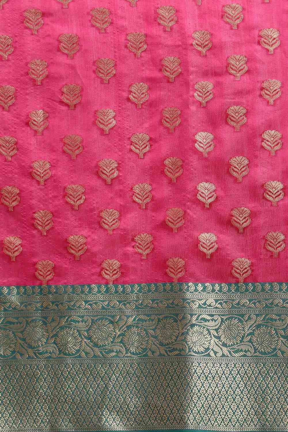 Pink Woven Art Silk Saree