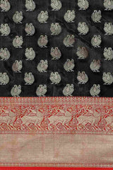 Buy Black Art Silk Animal Printed Banarasi Saree Online