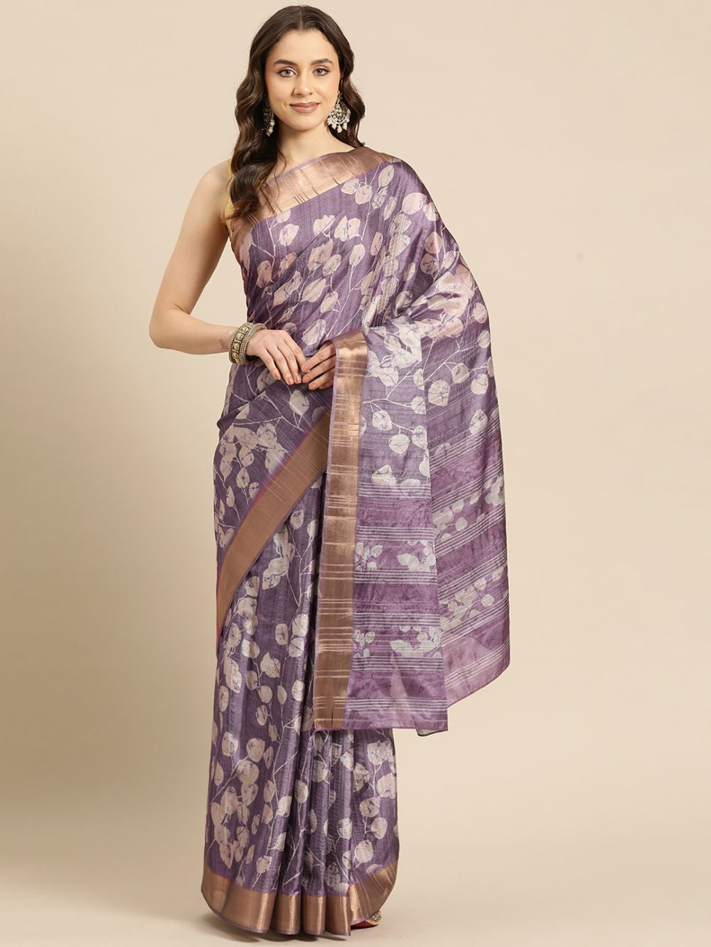 Lavender Soft Silk Digital Print Saree