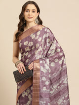 Purple Soft Silk Digital Print Saree