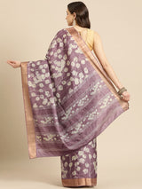 Purple Soft Silk Digital Print Saree