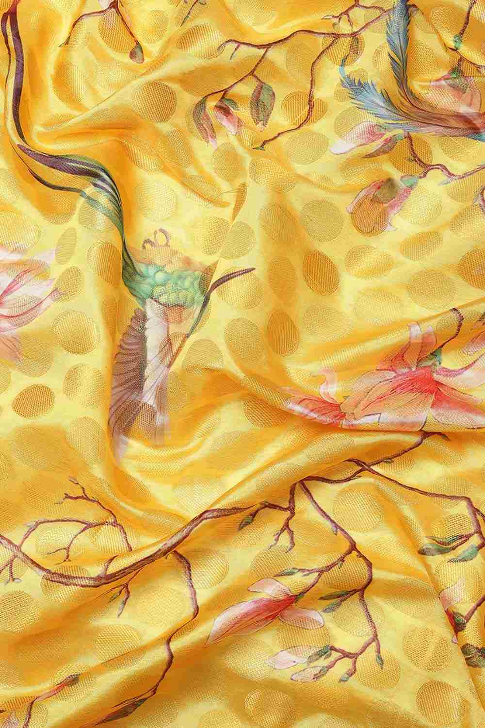 Buy Yellow Soft Art Silk Floral Printed Banarasi Saree Online