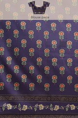 Buy Teal Soft Art Silk Floral Printed Banarasi Saree Online