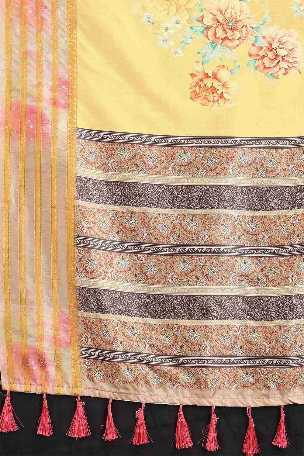 Yellow Zari Art Silk Saree