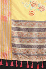 Yellow Zari Art Silk Saree