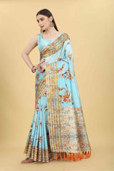 Blue Zari Art Silk Saree