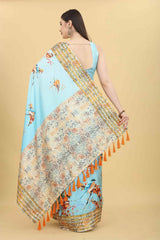 Blue Zari Art Silk Saree