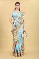 Blue Zari Art Silk Saree