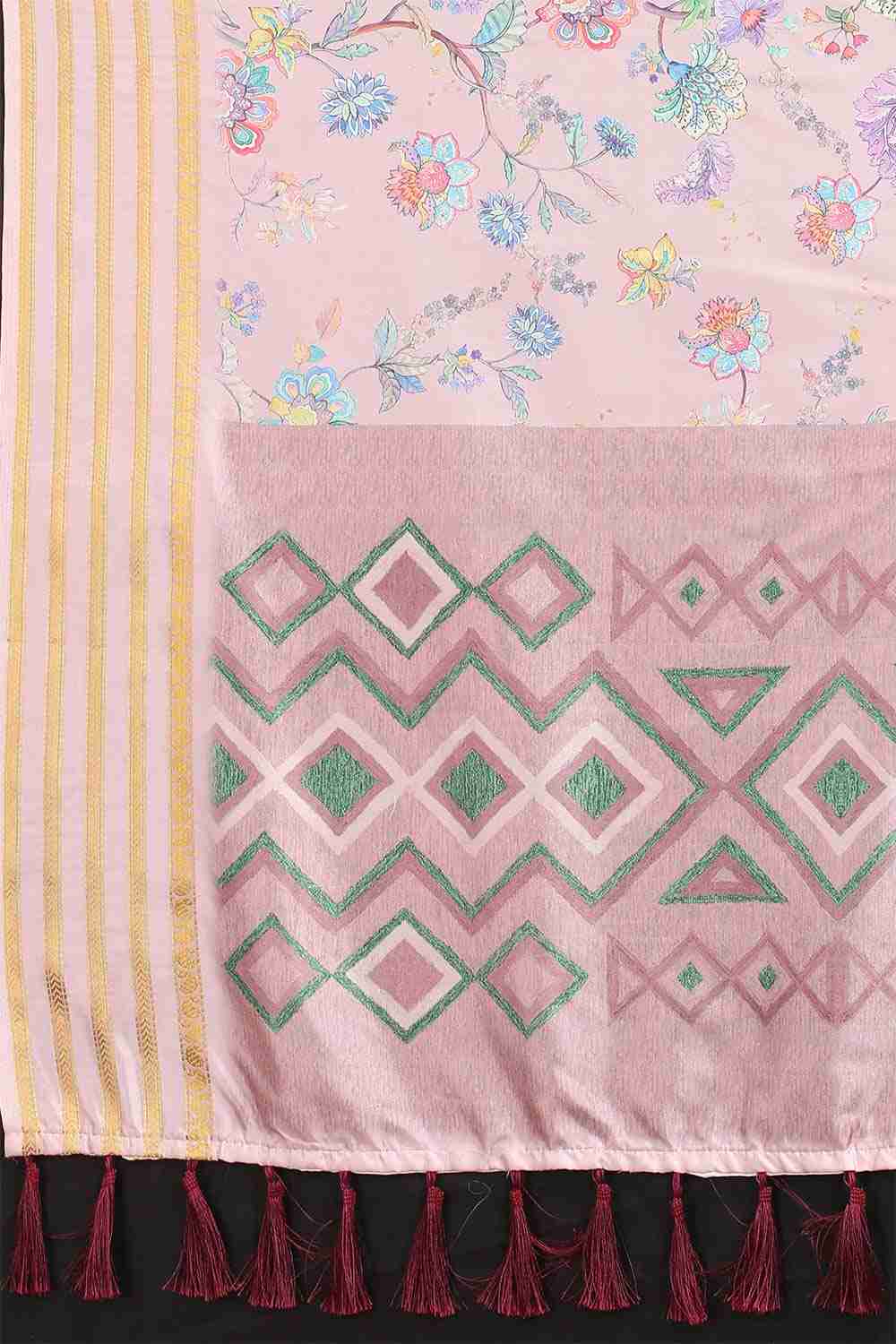 Pink Zari Art Silk Saree