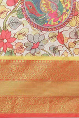 Buy Beige Soft Art Silk Floral Printed Banarasi Saree Online