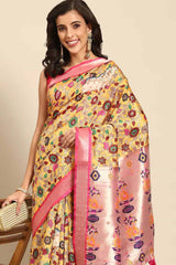 Yellow Zari Art Silk Saree