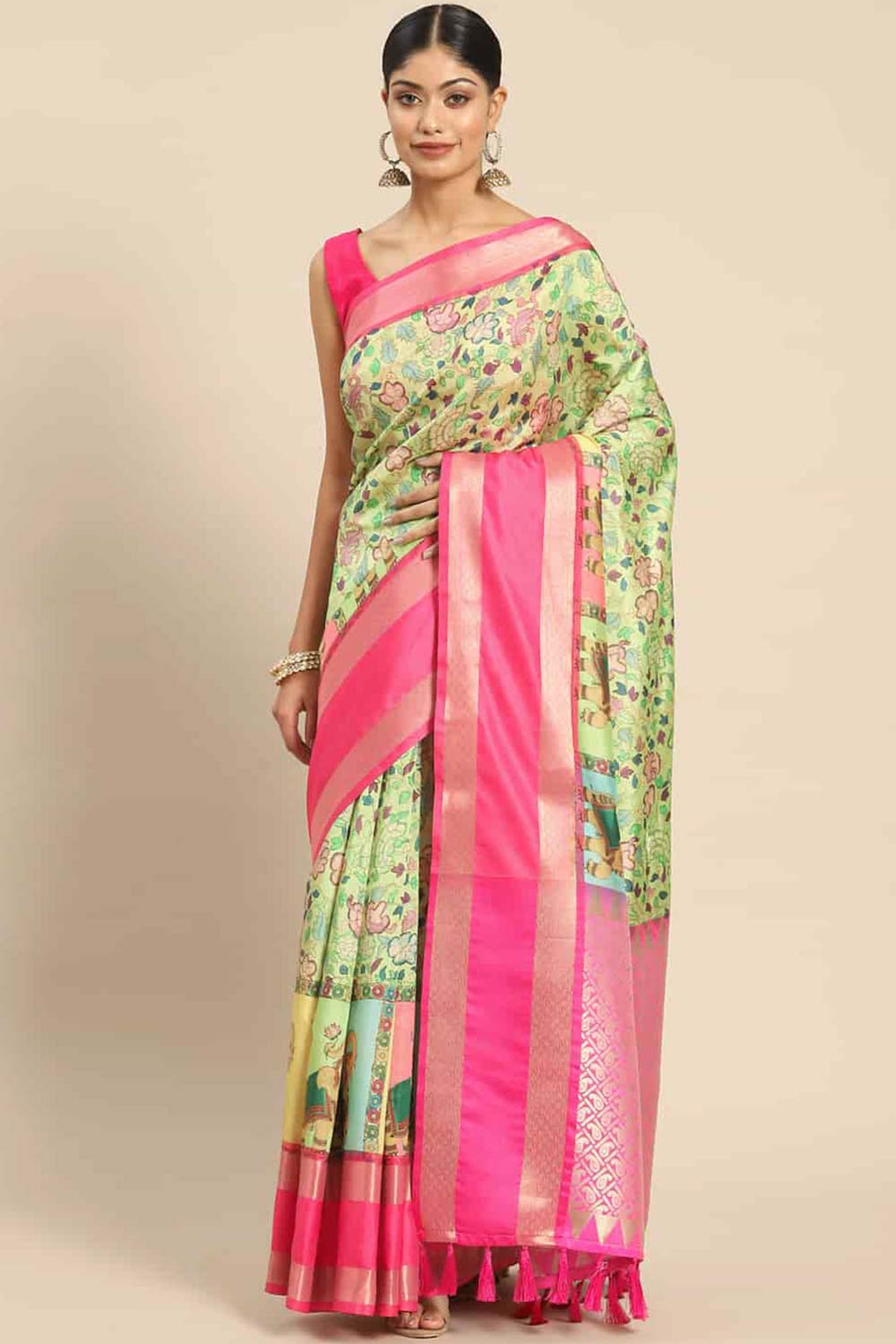 Green Zari Art Silk Saree