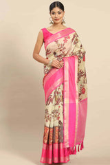 Beige Zari Art Silk Saree