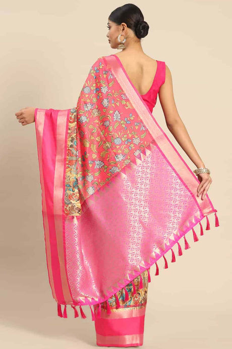 Pink Zari Art Silk Saree