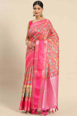 Pink Zari Art Silk Saree