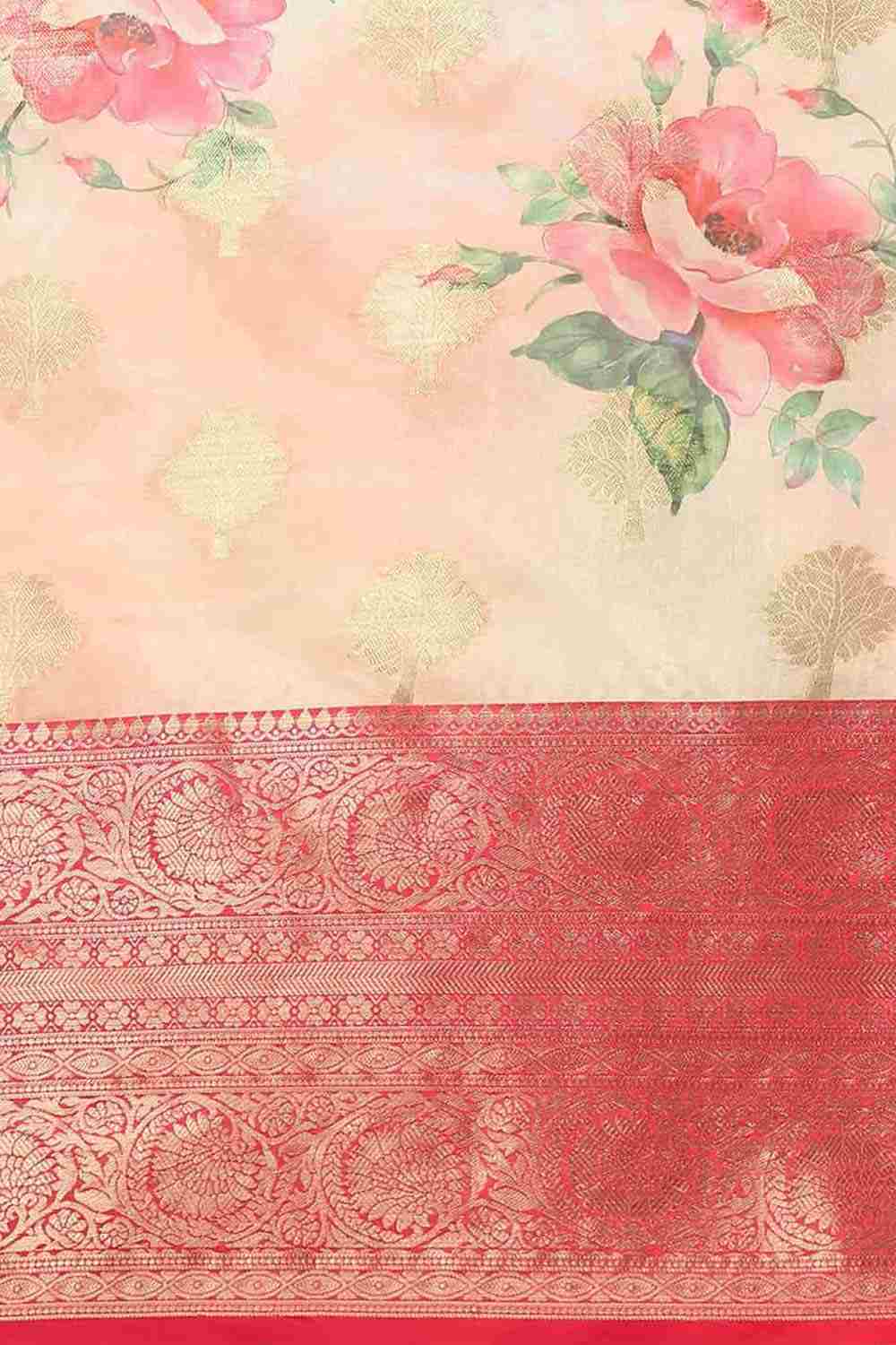 Buy Pink Soft Art Silk Floral Printed Banarasi Saree Online