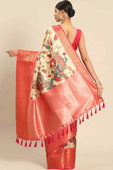 Beige Zari Art Silk Saree