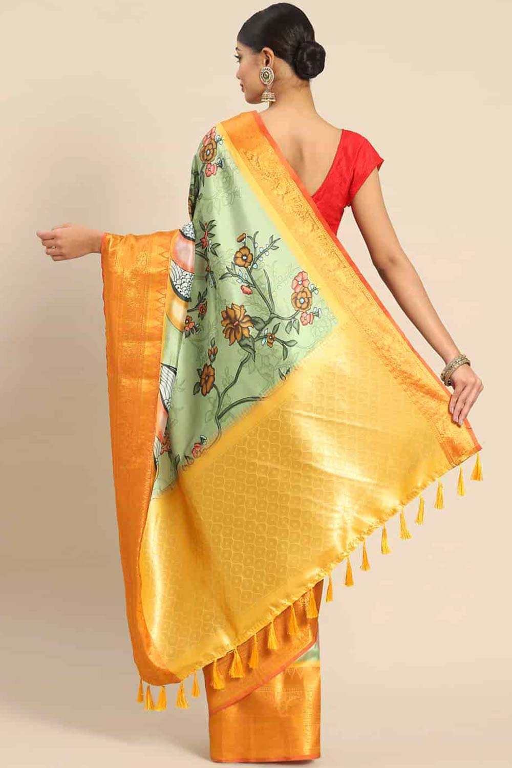 Green Zari Art Silk Saree