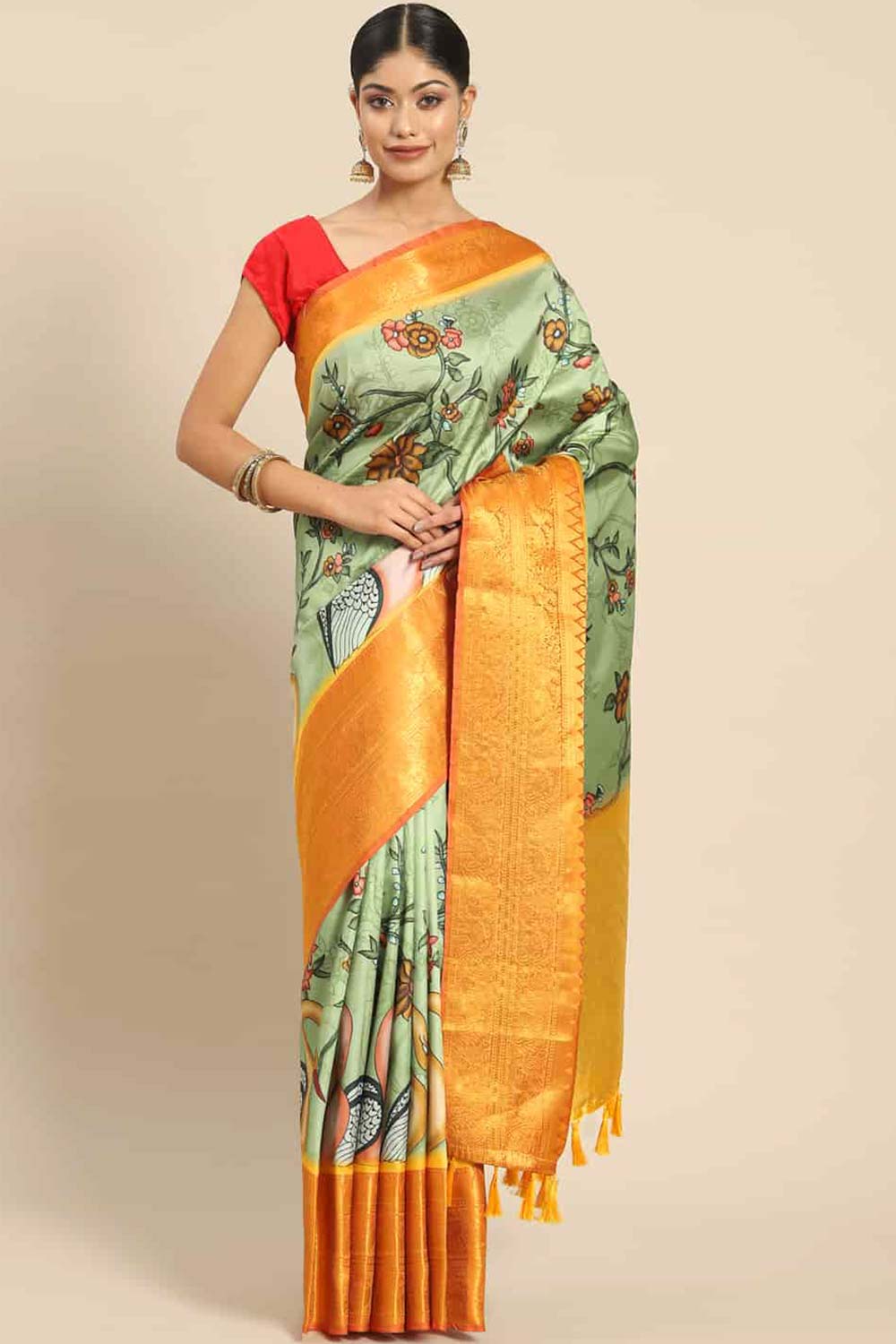 Green Zari Art Silk Saree