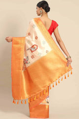 Peach Zari Art Silk Saree