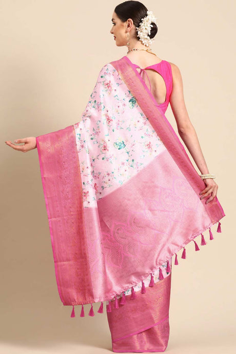 Pink Silk Printed Saree