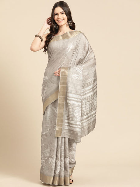 Beige Soft Silk Digital Print Saree